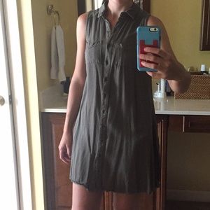 Strapless olive green dress